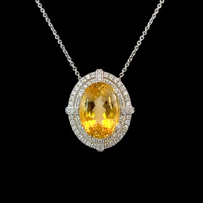 Natural Citrine Diamond Necklace 14k Gold 11.93 TCW Certified $5,950 409156