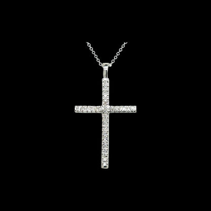 Natural Diamond Cross Pendant 17" Chain 14k White Gold 0.41 TCW Certified $3,490 307921
