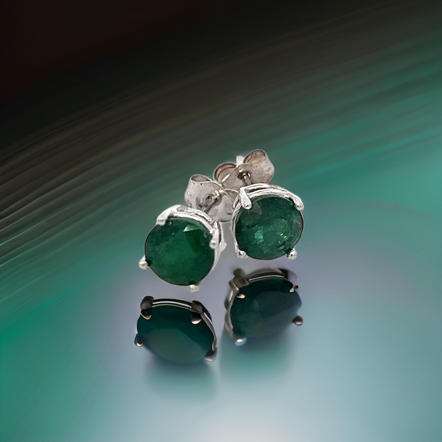 Natural Emerald Stud Earrings 14k White Gold 1.69 TCW Certified $1,950 121157