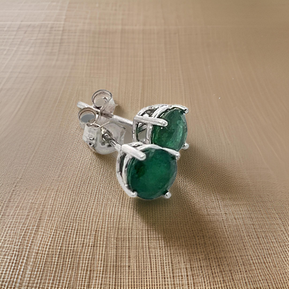 Natural Emerald Stud Earrings 14k White Gold 1.69 TCW Certified $1,950 121157