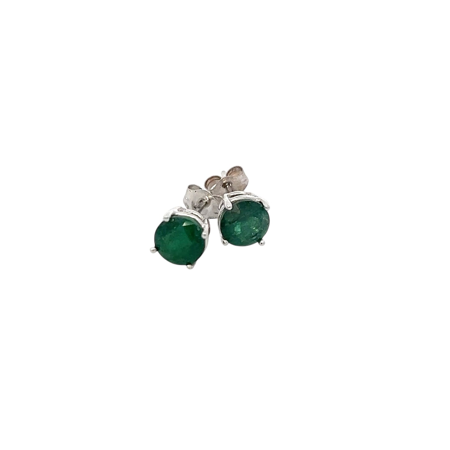 Natural Emerald Stud Earrings 14k White Gold 1.69 TCW Certified $1,950 121157