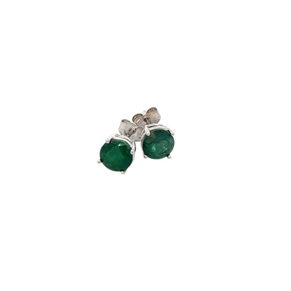 Natural Emerald Stud Earrings 14k White Gold 1.69 TCW Certified $1,950 121157