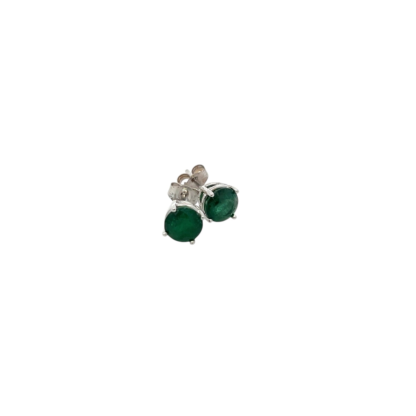 Natural Emerald Stud Earrings 14k White Gold 1.63 TCW Certified $1,950 121154