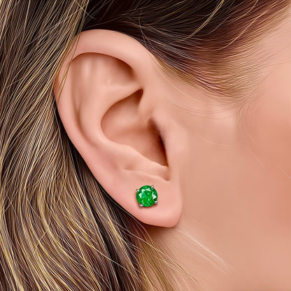 Natural Emerald Stud Earrings 14k White Gold 1.63 TCW Certified $1,950 121154