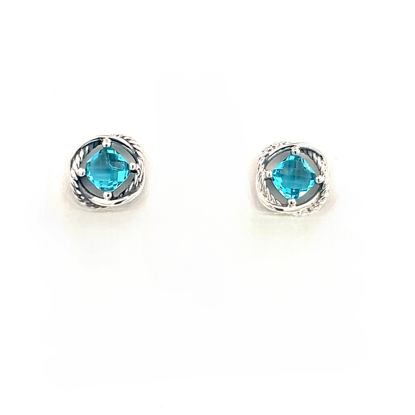 David Yurman Authentic Estate Blue Topaz Infinity Earrings Silver DY509