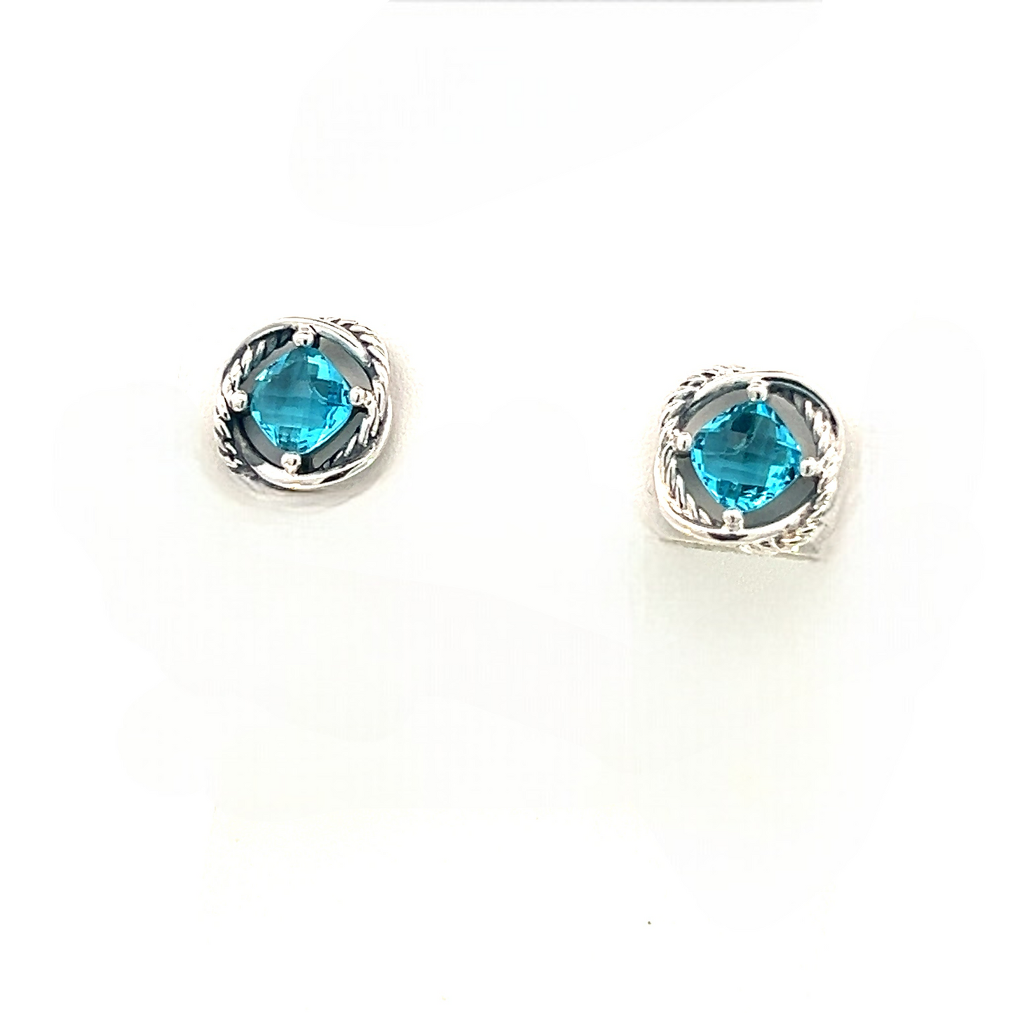 David Yurman Authentic Estate Blue Topaz Infinity Earrings Silver DY509