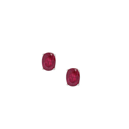 Natural Ruby Stud Earrings 14k White Gold 2.50 TCW Certified $1,340 311041