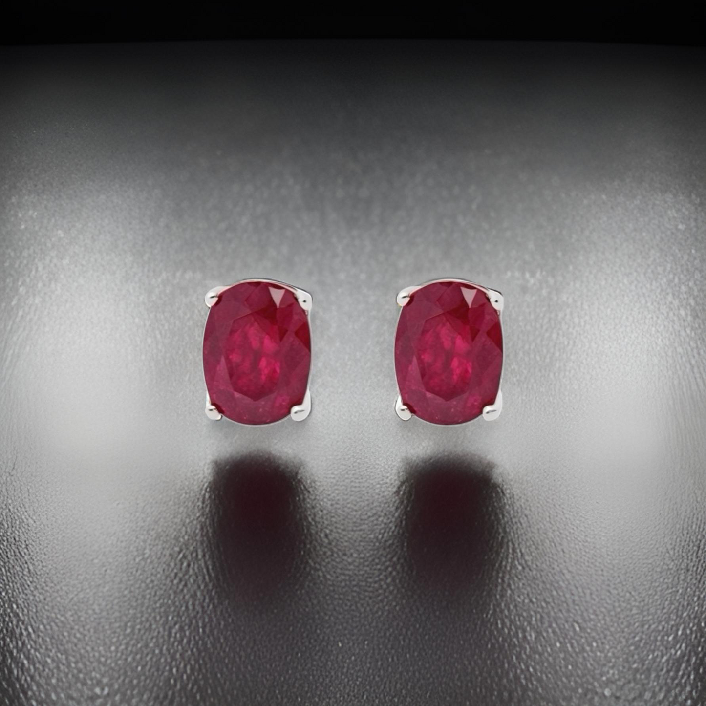 Natural Ruby Stud Earrings 14k White Gold 2.50 TCW Certified $1,340 311041