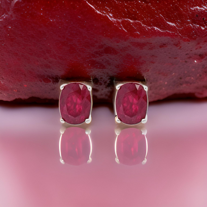 Natural Ruby Stud Earrings 14k White Gold 2.50 TCW Certified $1,340 311041