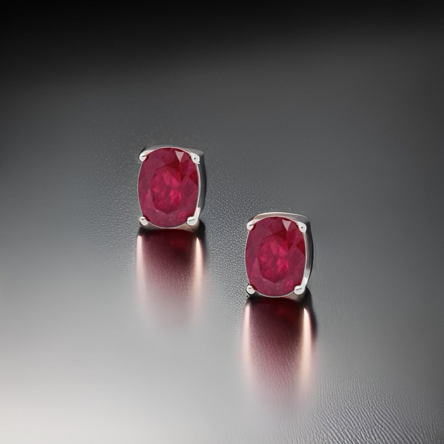 Natural Ruby Stud Earrings 14k White Gold 2.50 TCW Certified $1,340 311041