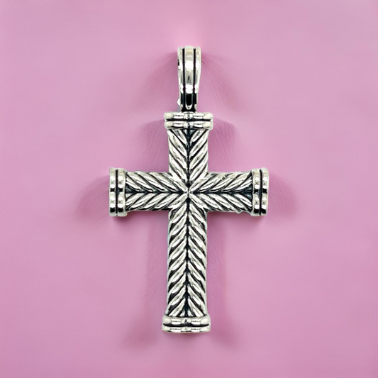 David Yurman Authentic Estate Chevron Silver Cross Pendant DY472