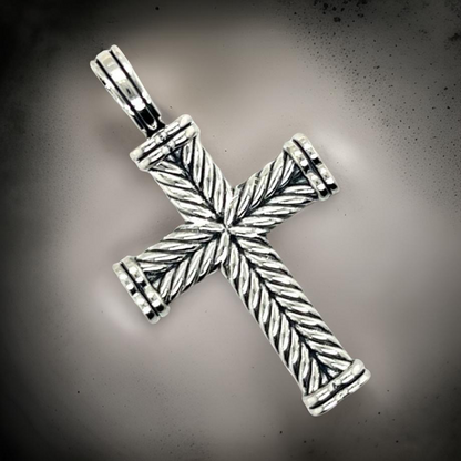 David Yurman Authentic Estate Chevron Silver Cross Pendant DY518