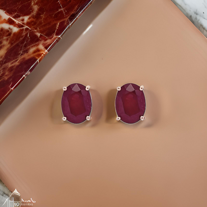 Natural Ruby Stud Earrings 14k White Gold 3.0 TCW Certified $1,390 311042