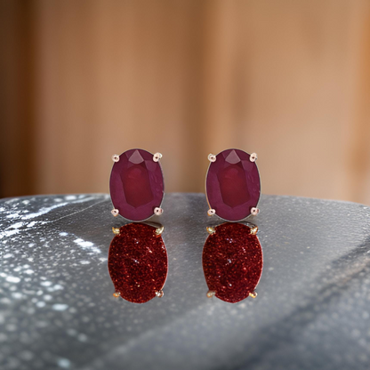 Natural Ruby Stud Earrings 14k White Gold 3.0 TCW Certified $1,390 311042