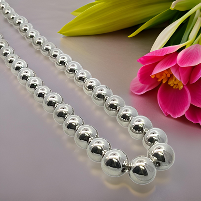 Tiffany & Co Estate Beaded Necklace 17" Sterling Silver 6-11 mm TIF702