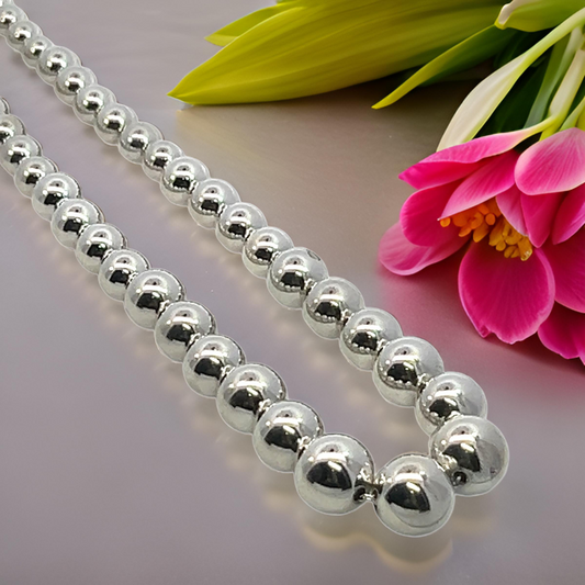 Tiffany & Co Estate Beaded Necklace 17" Sterling Silver 6-11 mm TIF702