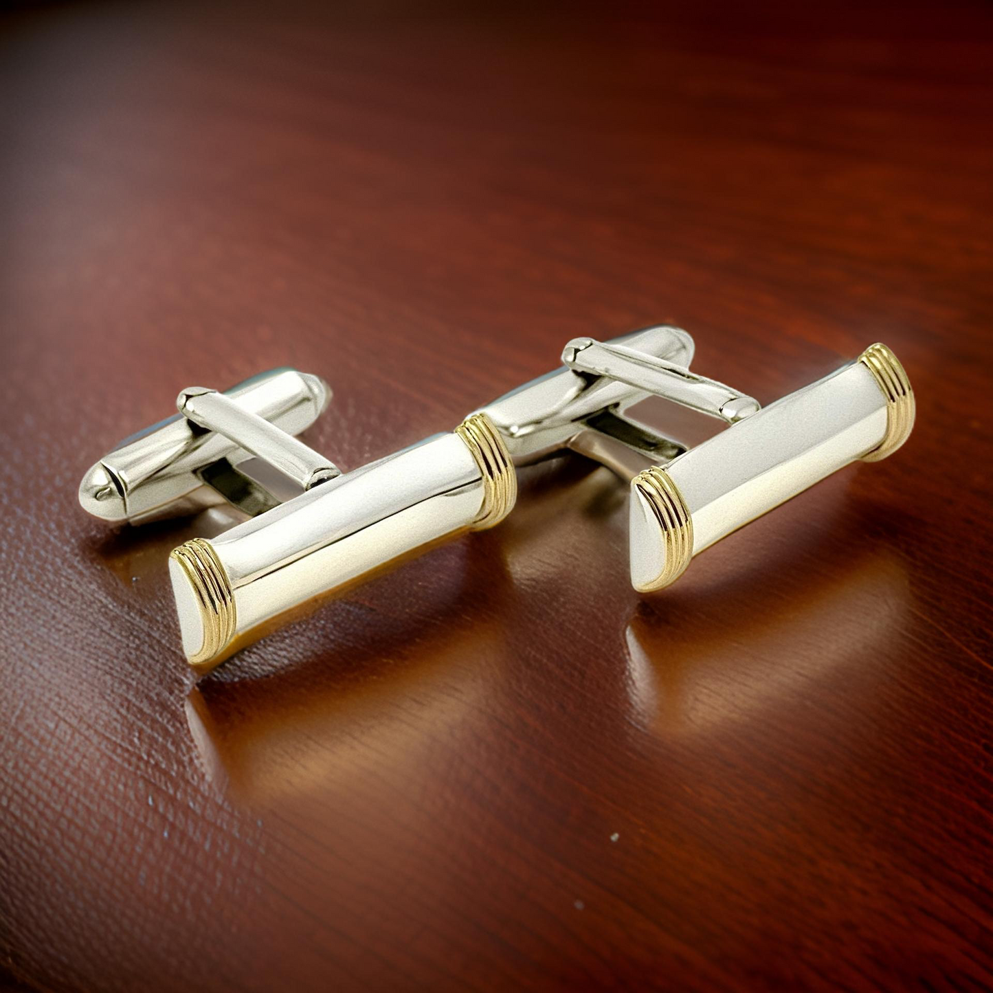 Tiffany & Co Estate Cufflinks 18k Gold Sterling Silver TIF669