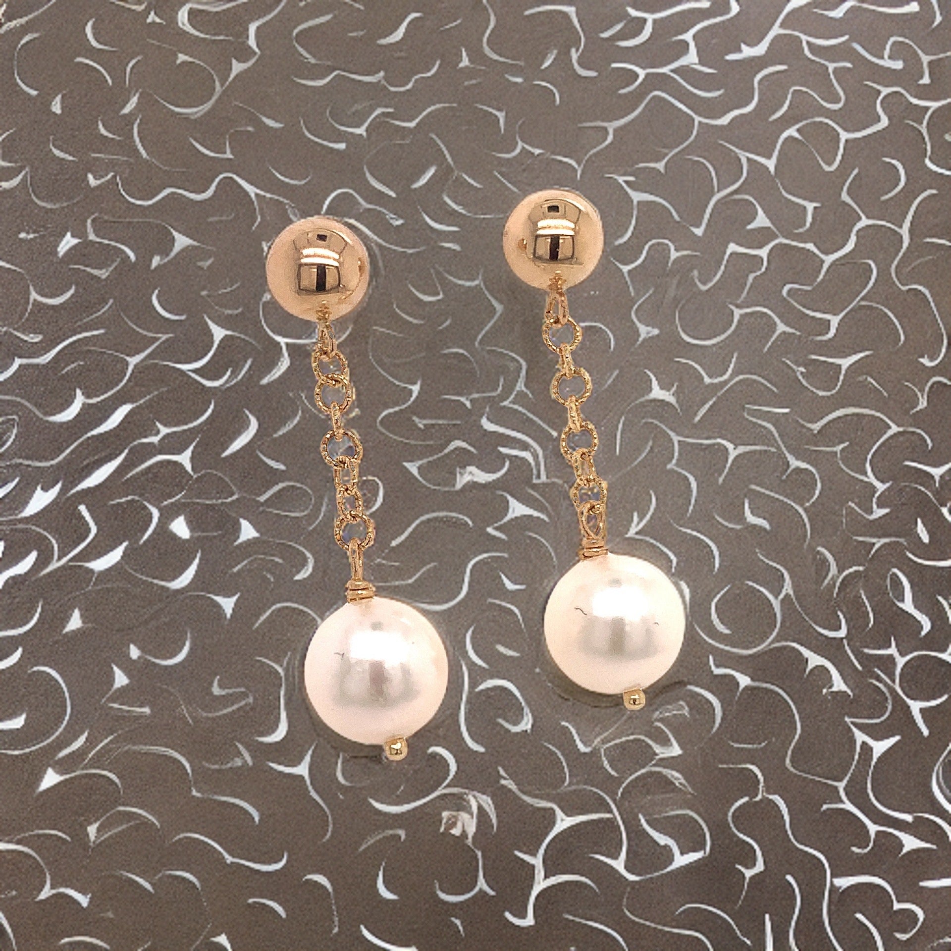 Akoya Pearl Dangle Earrings 1.25" 14k Gold 8.19 mm Certified $990 017542 - Certified Fine Jewelry
