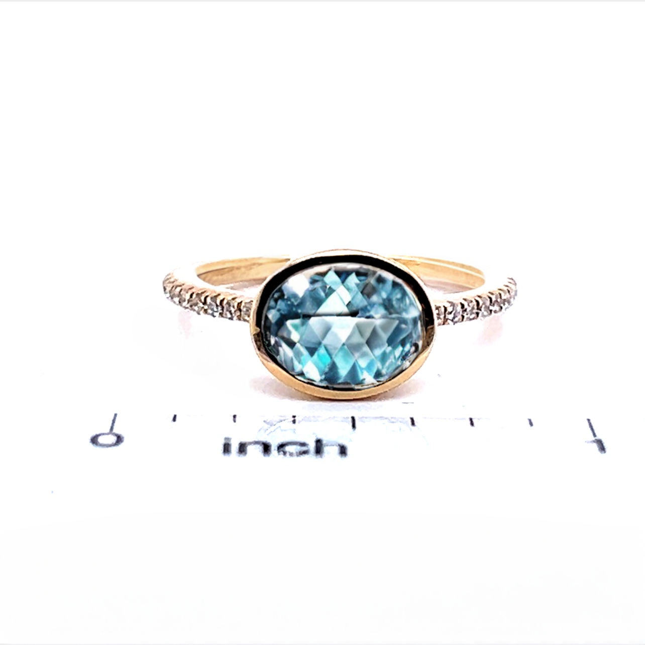 Natural Aquamarine Diamond Ring 6.5 14k Yellow Gold 2.08 TCW Certified $2,650 221350