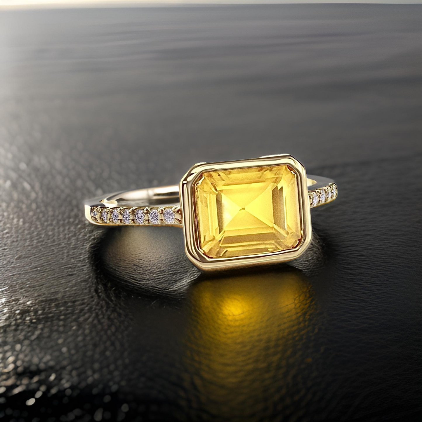 Natural Citrine Diamond Ring 6.5 14k Yellow Gold 2.45 TCW Certified $2,650 221295