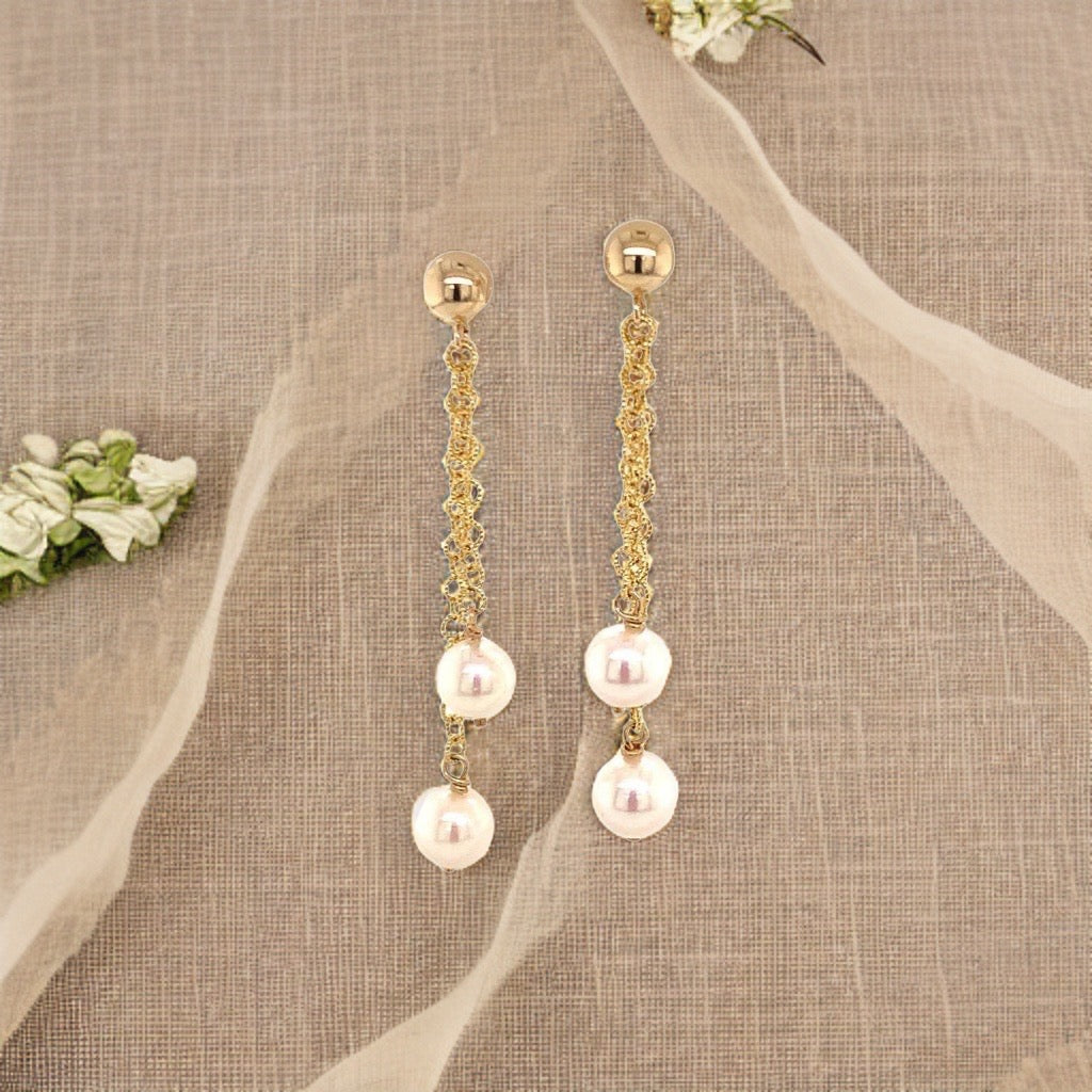 Akoya Pearl Earrings 14 KT Gold 6.37 mm Certified $890 013384 - Certified Fine Jewelry