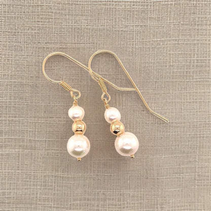 Akoya Pearl Earrings 14 KT Gold 8.10-5.50 mm Certified $799 013386 - Certified Fine Jewelry