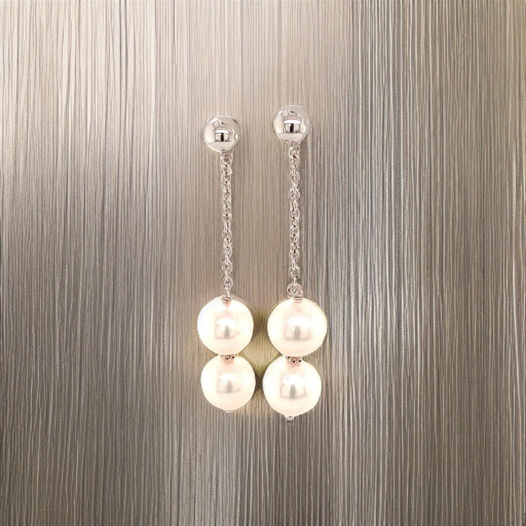 Akoya Pearl Earrings 14 KT Gold 8.30 mm Certified $999 013383 - Certified Fine Jewelry