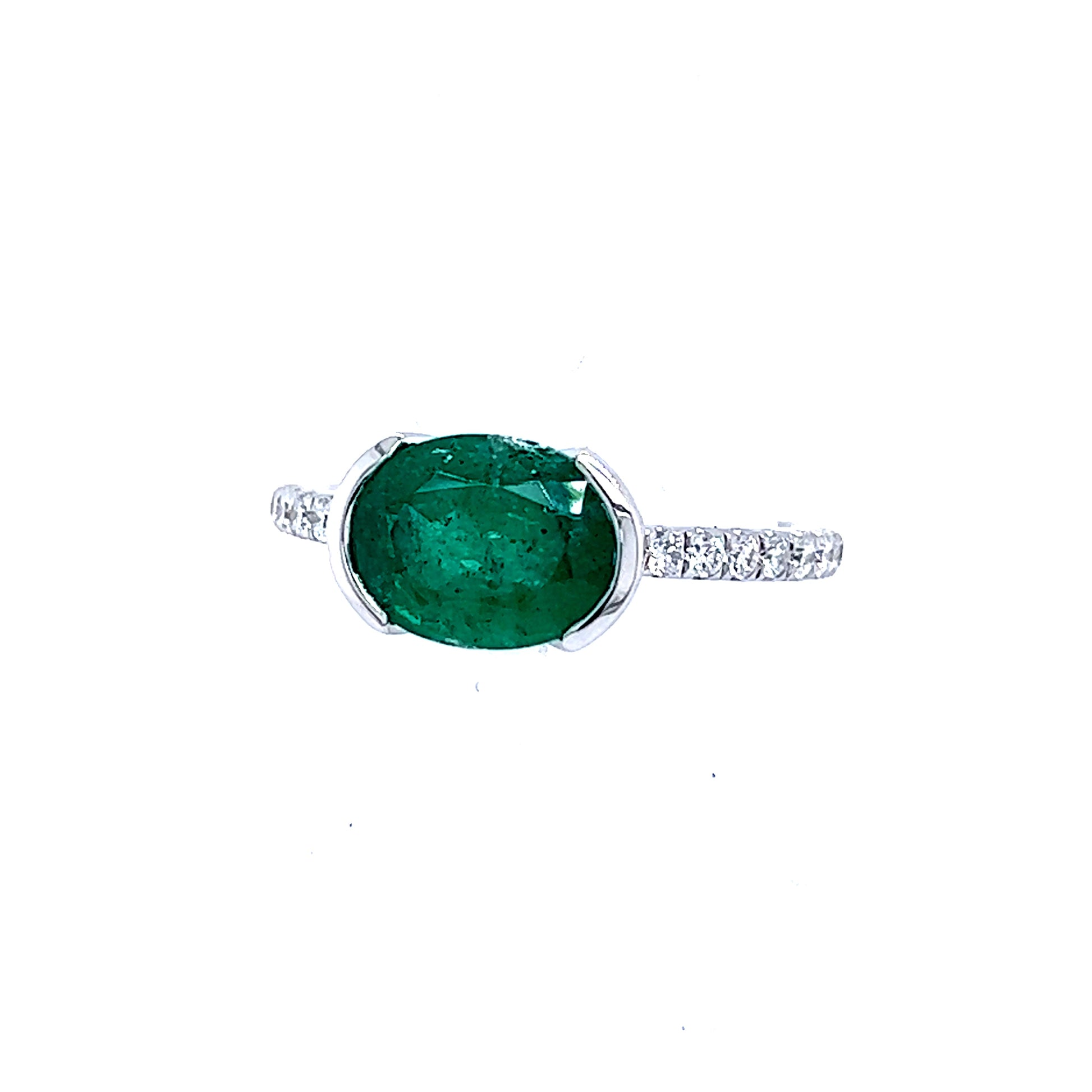 Natural Emerald Diamond Ring 6.5 14k W Gold 2.33 TCW Certified $3,950 221335 - Certified Fine Jewelry