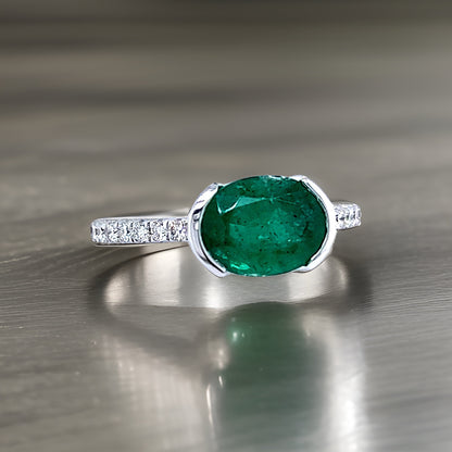 Natural Emerald Diamond Ring 6.5 14k W Gold 2.33 TCW Certified $3,950 221335