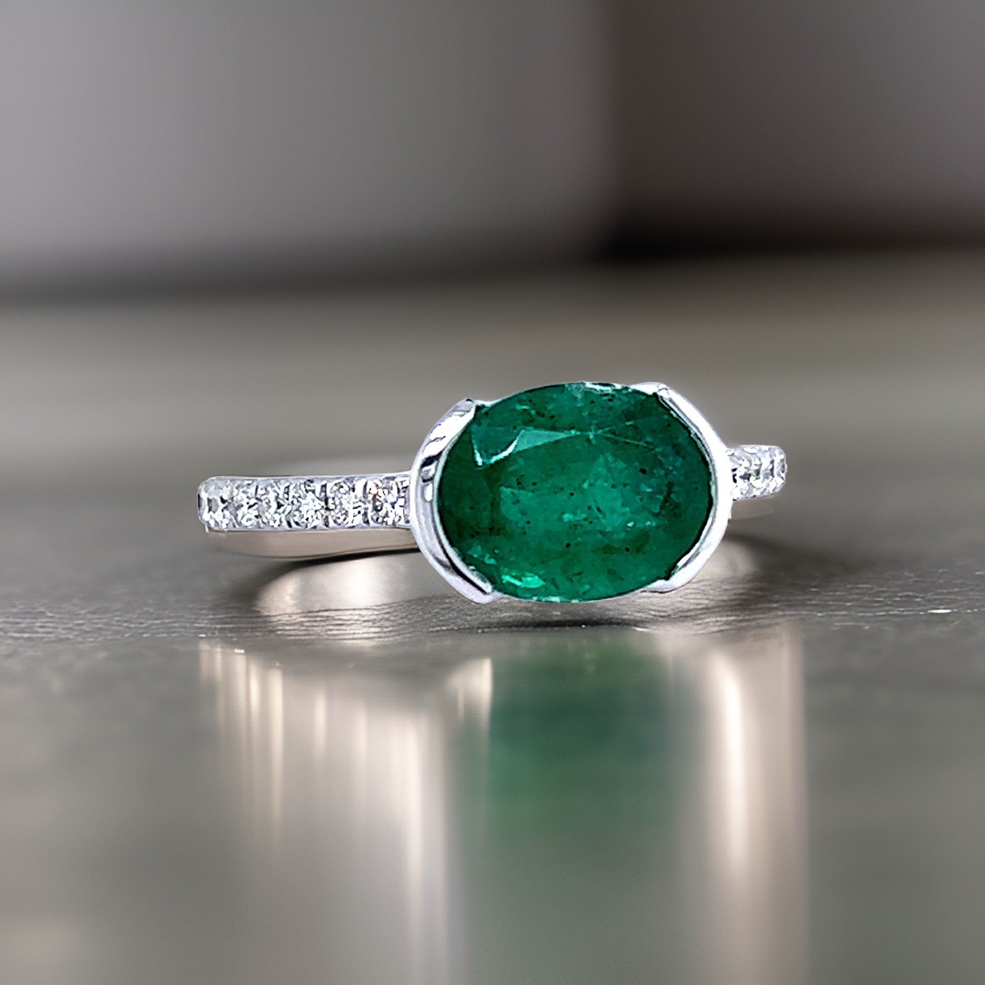 Natural Emerald Diamond Ring 6.5 14k W Gold 2.33 TCW Certified $3,950 221335 - Certified Fine Jewelry