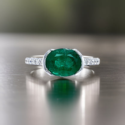 Natural Emerald Diamond Ring 6.5 14k W Gold 2.33 TCW Certified $3,950 221335