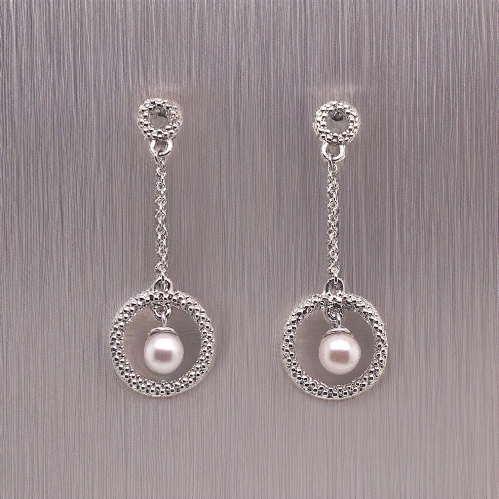 Akoya Pearl Earrings 14 KT White Gold 5.25 mm Certified $990 017544