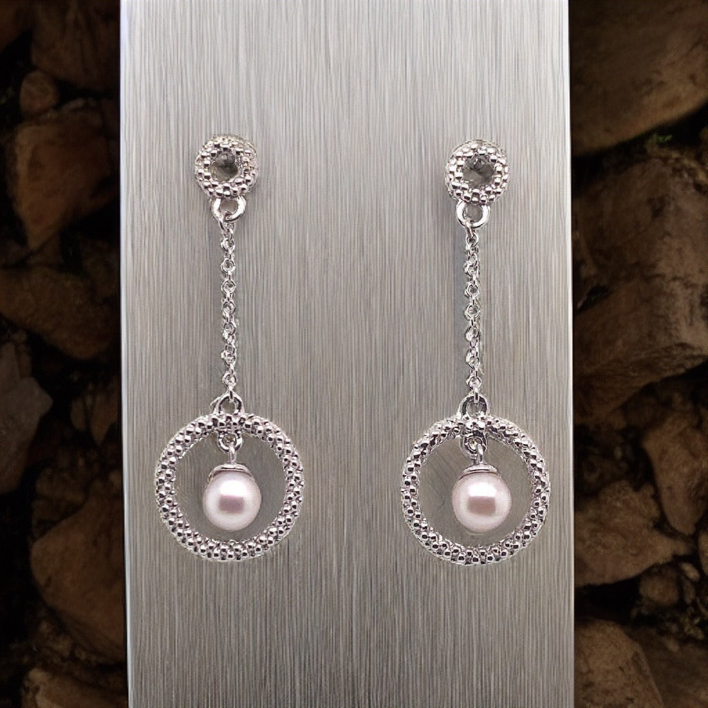 Akoya Pearl Earrings 14 KT White Gold 5.25 mm Certified $990 017544 - Certified Fine Jewelry