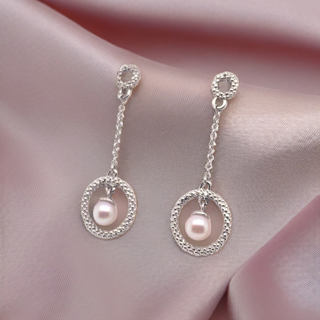Akoya Pearl Earrings 14 KT White Gold 5.25 mm Certified $990 017544