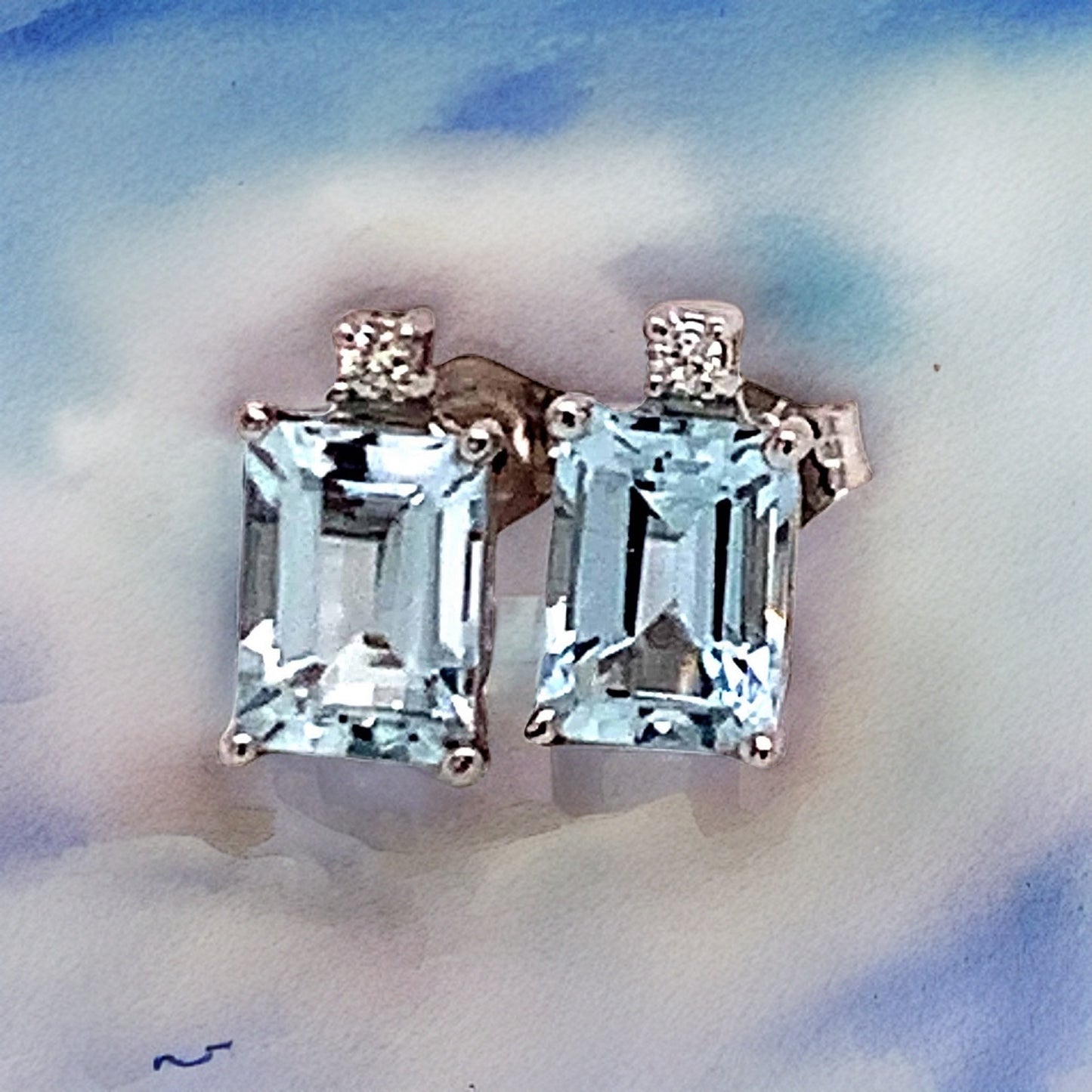 Natural Aquamarine Diamond Earrings 14k WG 1.84 TCW Certified $1,490 018716