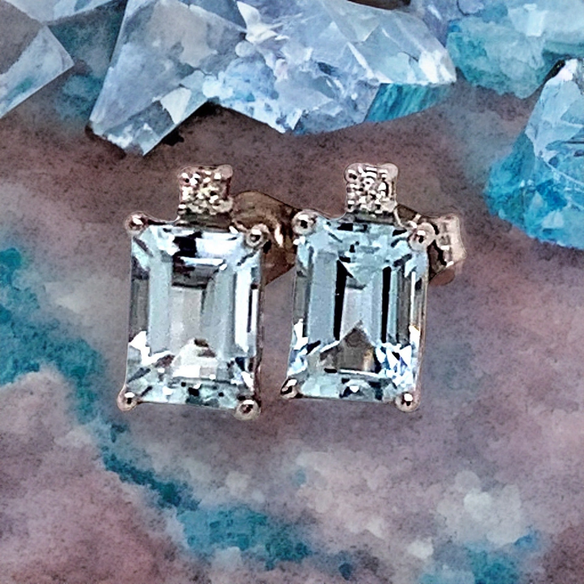 Natural Aquamarine Diamond Earrings 14k WG 1.84 TCW Certified $1,490 018716 - Certified Fine Jewelry