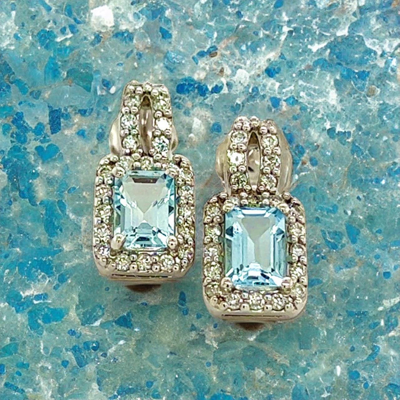 Natural Aquamarine Diamond Earrings 14k Gold 2.38 TCW Certified $4,950 215092 - Certified Fine Jewelry