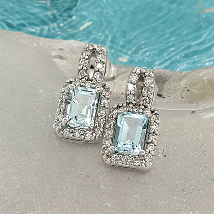 Natural Aquamarine Diamond Earrings 14k Gold 2.38 TCW Certified $4,950 215092