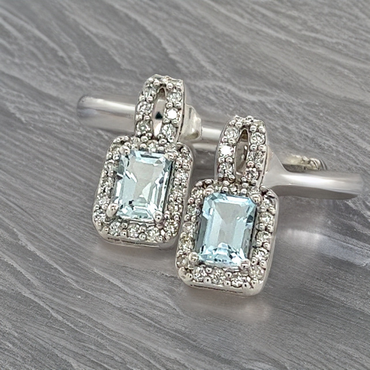 Natural Aquamarine Diamond Earrings 14k Gold 2.38 TCW Certified $4,950 215092
