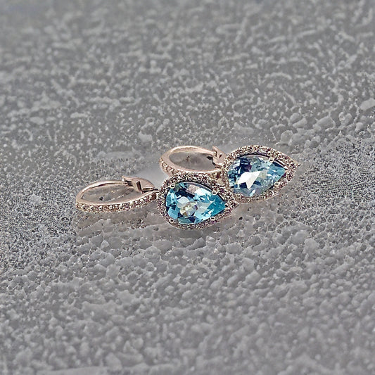 Natural Aquamarine Diamond Earrings 14k Gold 3.61 TCW Certified $5,950 118916 - Certified Fine Jewelry