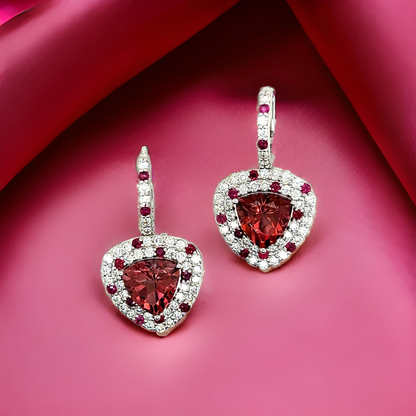 Natural Tourmaline Ruby Diamond Dangle Earrings 14k White Gold 10.53 TCW Certified $7,975 301437