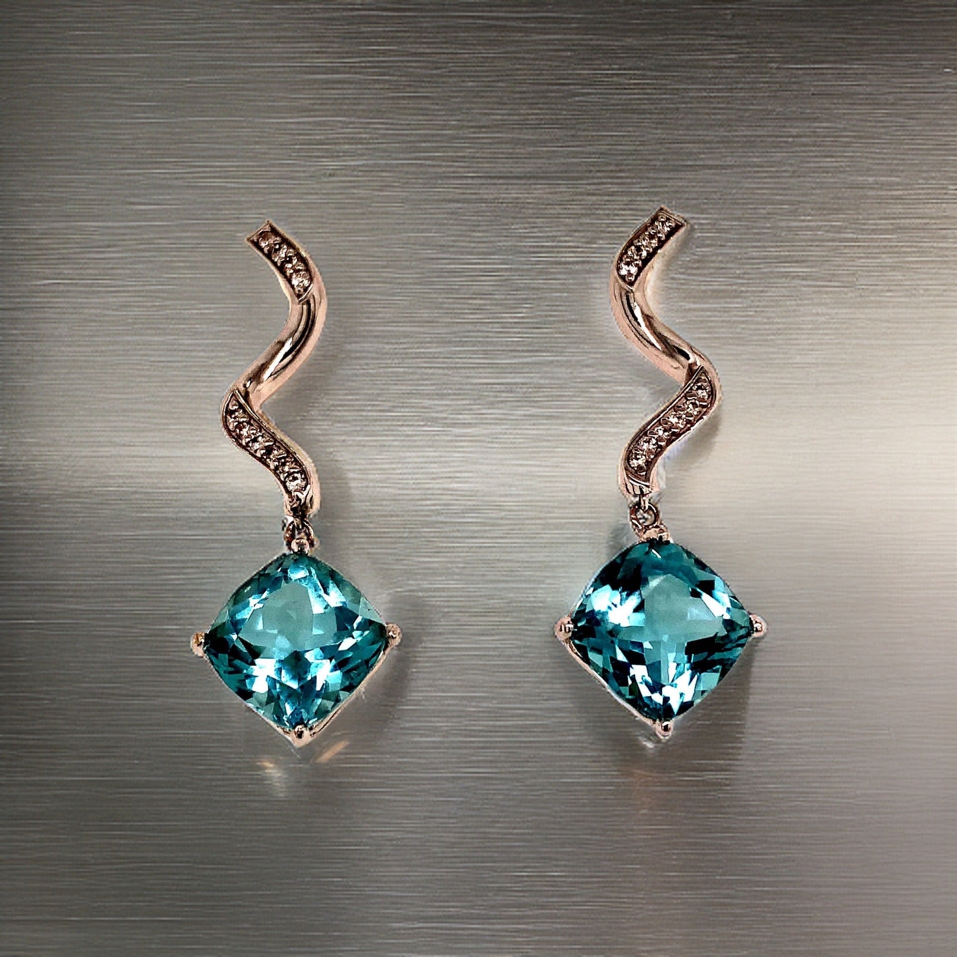 Natural Aquamarine Diamond Earrings 14k Gold 8.15 TCW Certified $4,950 111528 - Certified Fine Jewelry