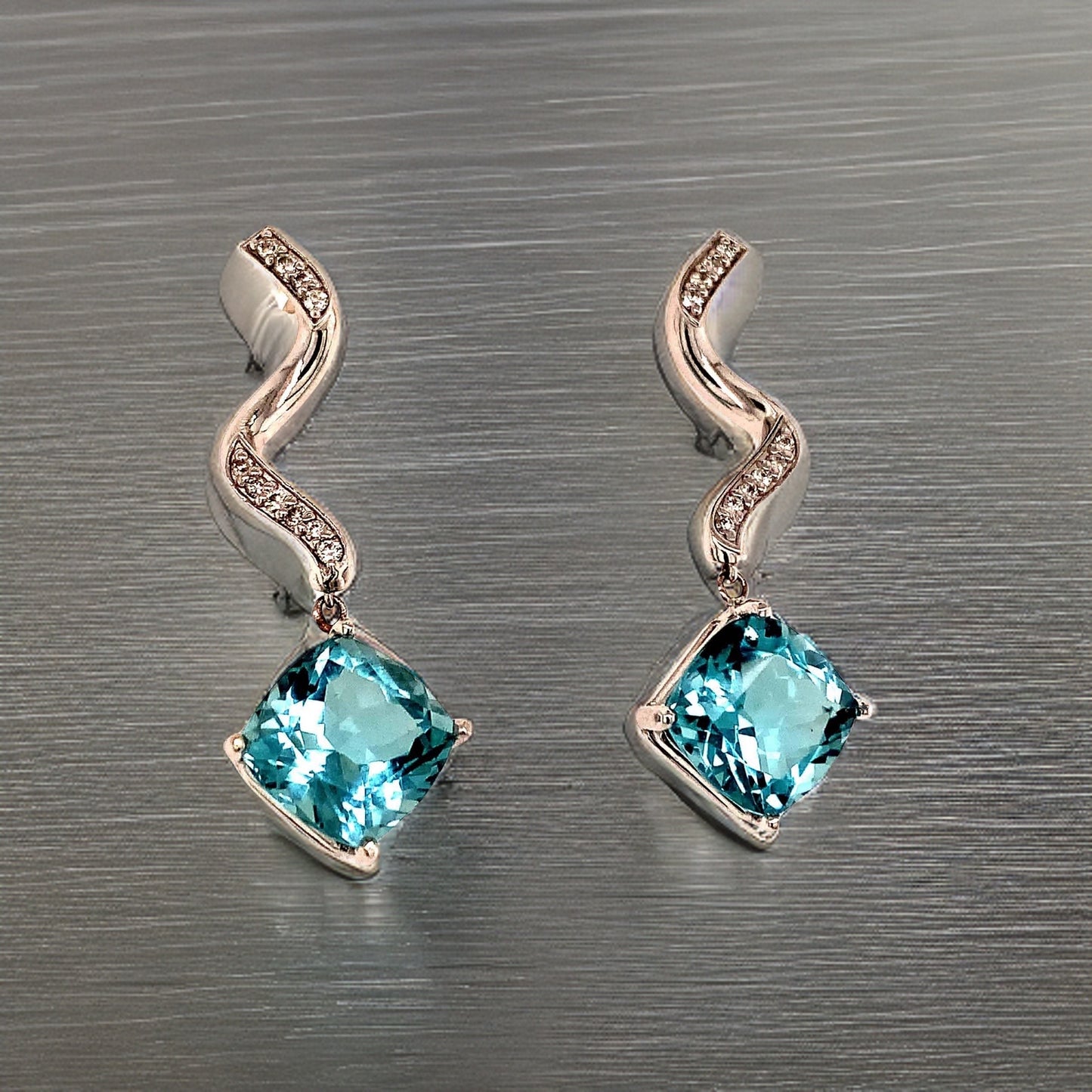 Natural Aquamarine Diamond Earrings 14k Gold 8.15 TCW Certified $4,950 111528