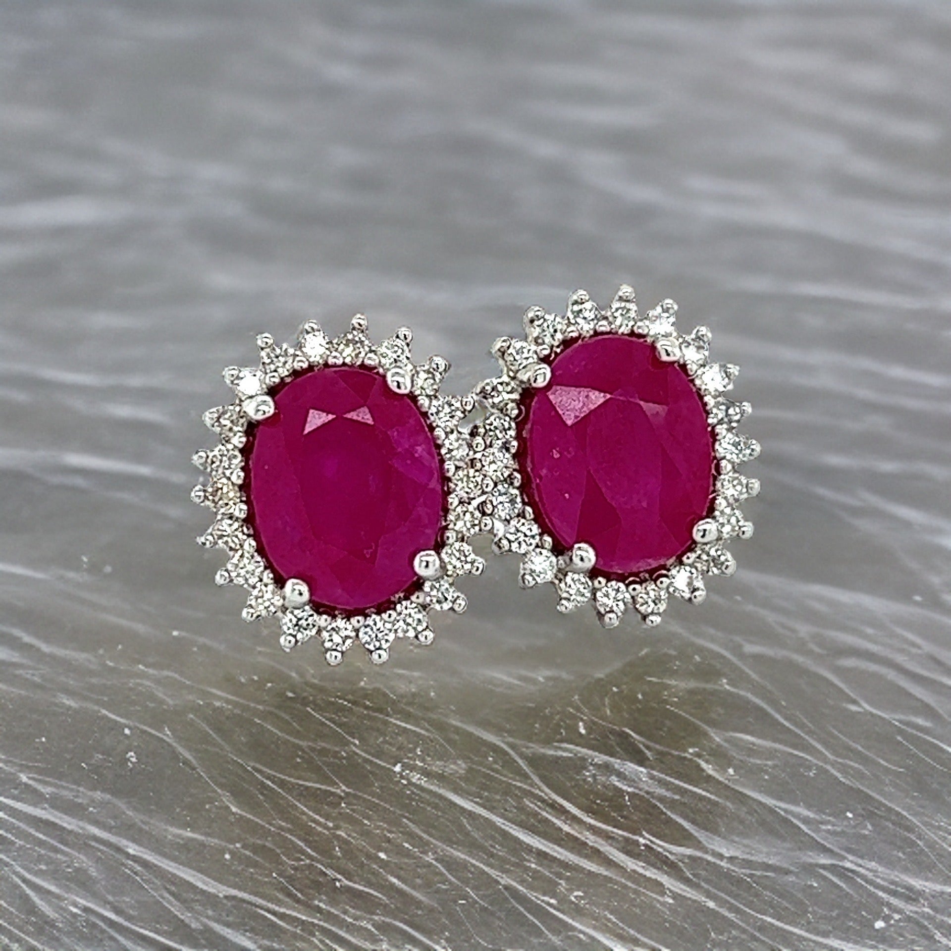Natural Ruby Diamond Stud Earrings 14k W Gold 5.74 TCW Certified $5,175 211889 - Certified Fine Jewelry
