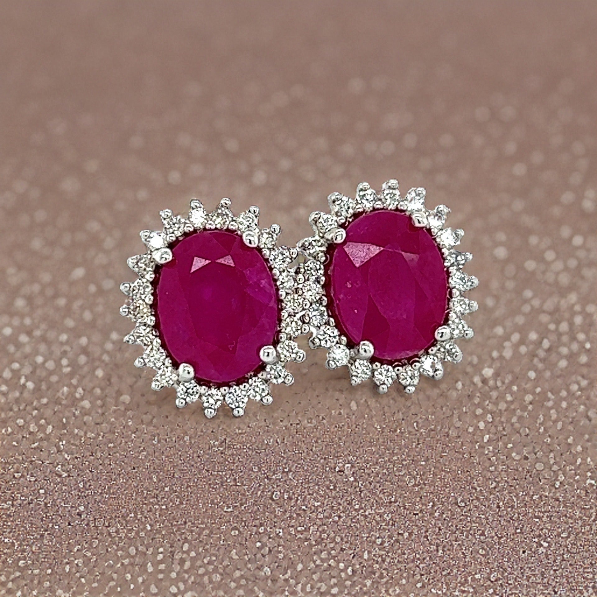 Natural Ruby Diamond Stud Earrings 14k W Gold 5.74 TCW Certified $5,175 211889 - Certified Fine Jewelry