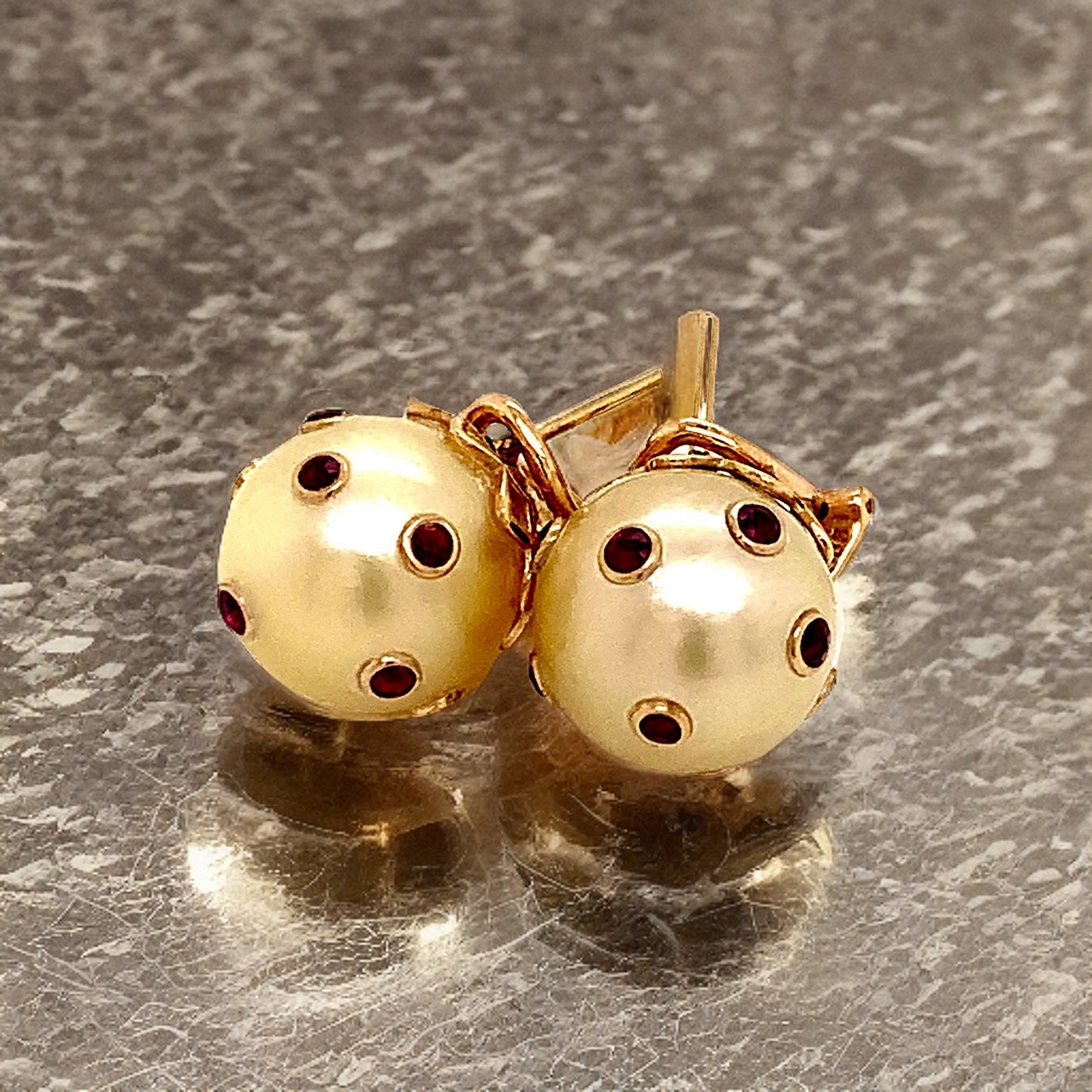 South Sea Pearl Ruby Earrings 14k Gold 0.27 CTW Certified 113513