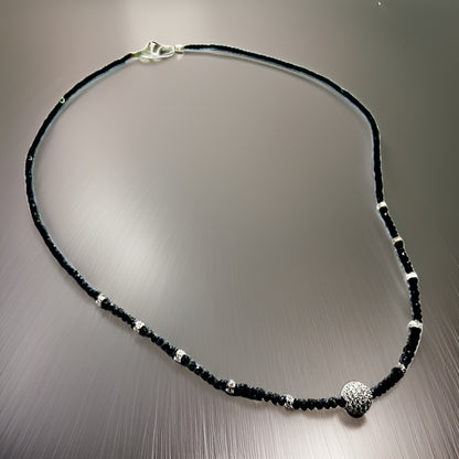 Diamond Black White Necklace 19 TCW 18k Gold 16 in Certified $5,950 920471