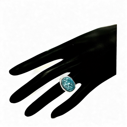 Natural Solitaire Blue Topaz Ring Size 6.5 14k W Gold 17.35 Cts Certified $2,975 401575