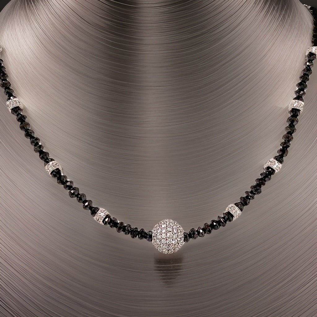 Diamond Black White Necklace 19 TCW 18k Gold 16 in Certified $5,950 920471 - Certified Fine Jewelry