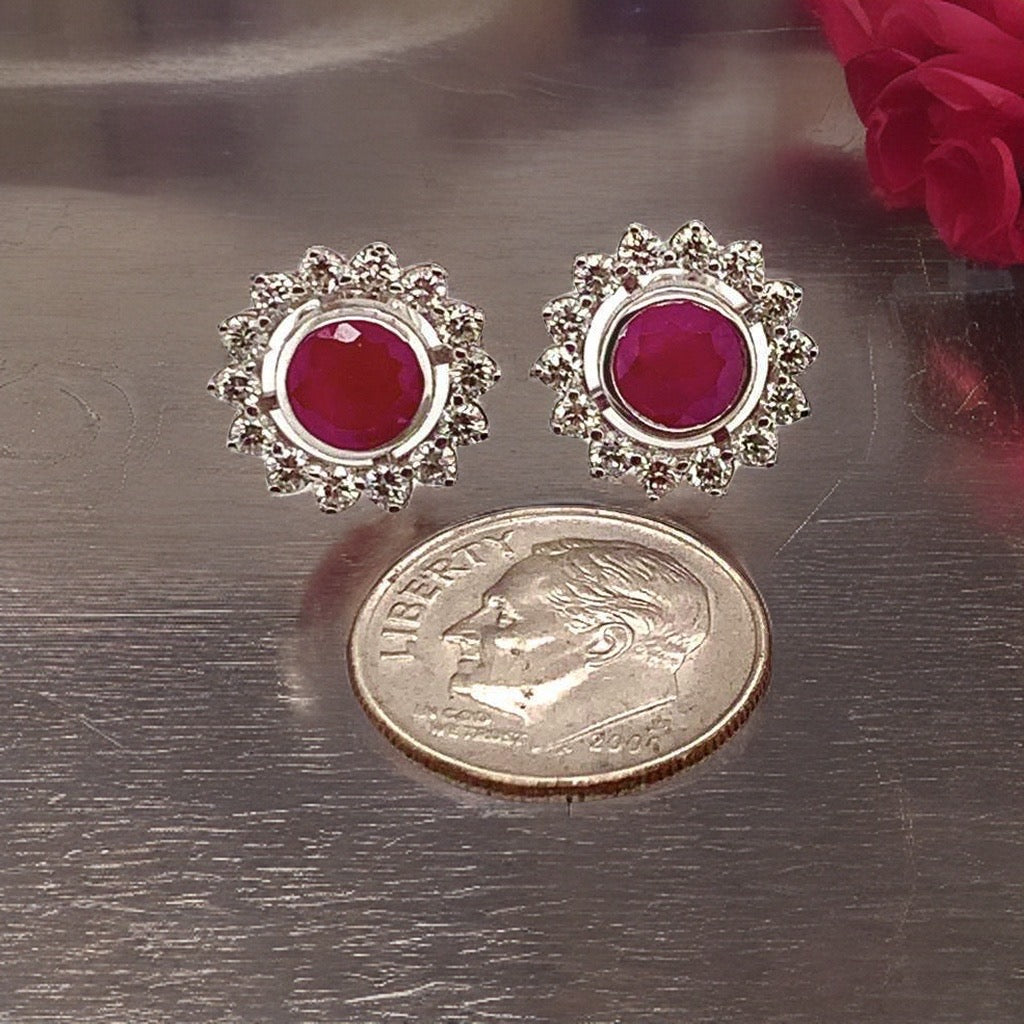 Diamond Ruby Earrings 14k Gold 2.07 TCW Certified $5,250 018670 - Certified Fine Jewelry